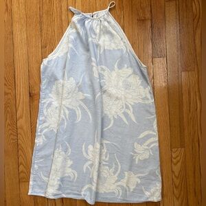 Babaton light blue floral linen dress size small
